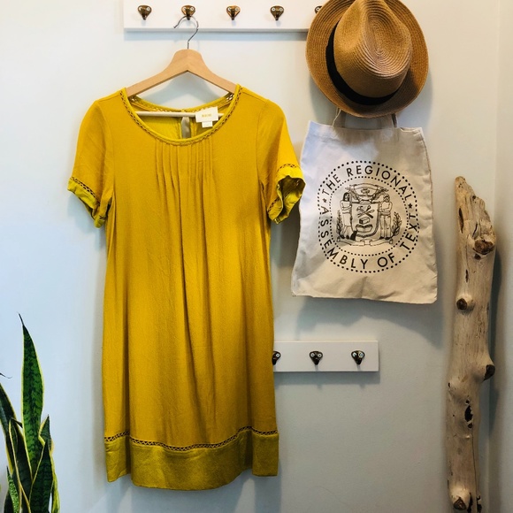 Maeve Dresses & Skirts - Anthropologie Maeve Gold Verdet Swing Dress XS